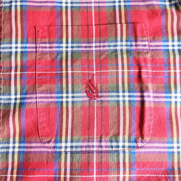 Nautica Shirt Mens Large Pinpoint Oxford Long Sleeve Button Down Plaid Cotton - Picture 3 of 8